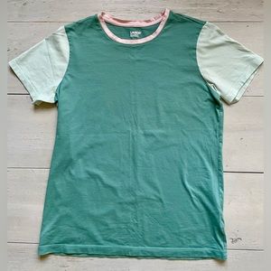 Lands End Women’s Tri-Color T-Shirt Green Lt Green Lt Pink Size S